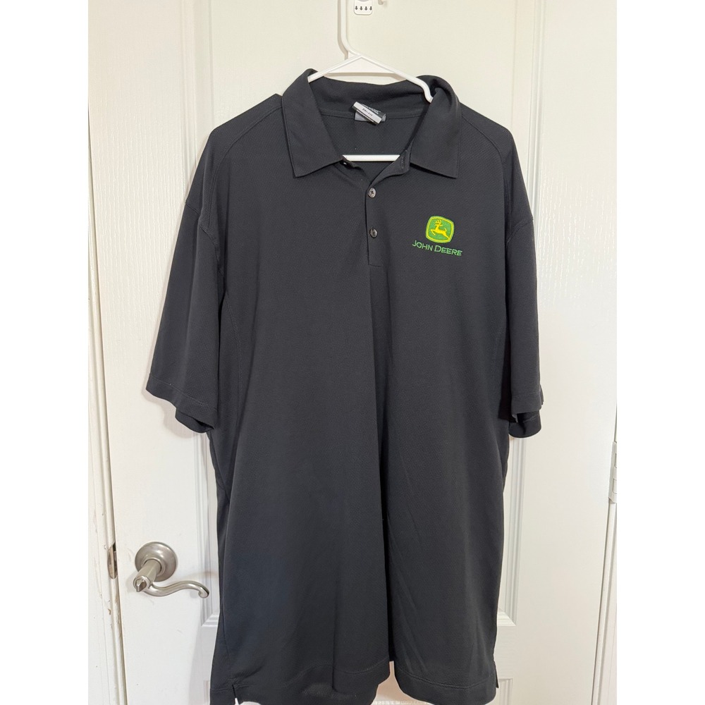 Nike Golf John Deere Dri-FIT Polo Shirt Mens XL Gray Short Sleeve 374443-010